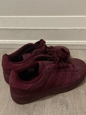 adidas Burgundy Suede Platform Sneakers